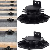 12Pack Adjustable Deck Support Pedestal - Base Support for Floating Deck Platform, Adjusts 1-3/16" to 2-3/8", Black