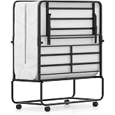 GIANTEX Twin Folding Bed Frame with Mattress, 75" x 38" Portable Rollaway Guest Bed with Memory Foam Mattress &amp; Metal Frame, Space Saving Roll Away Beds with Mattresses for Adults Guest Apartment