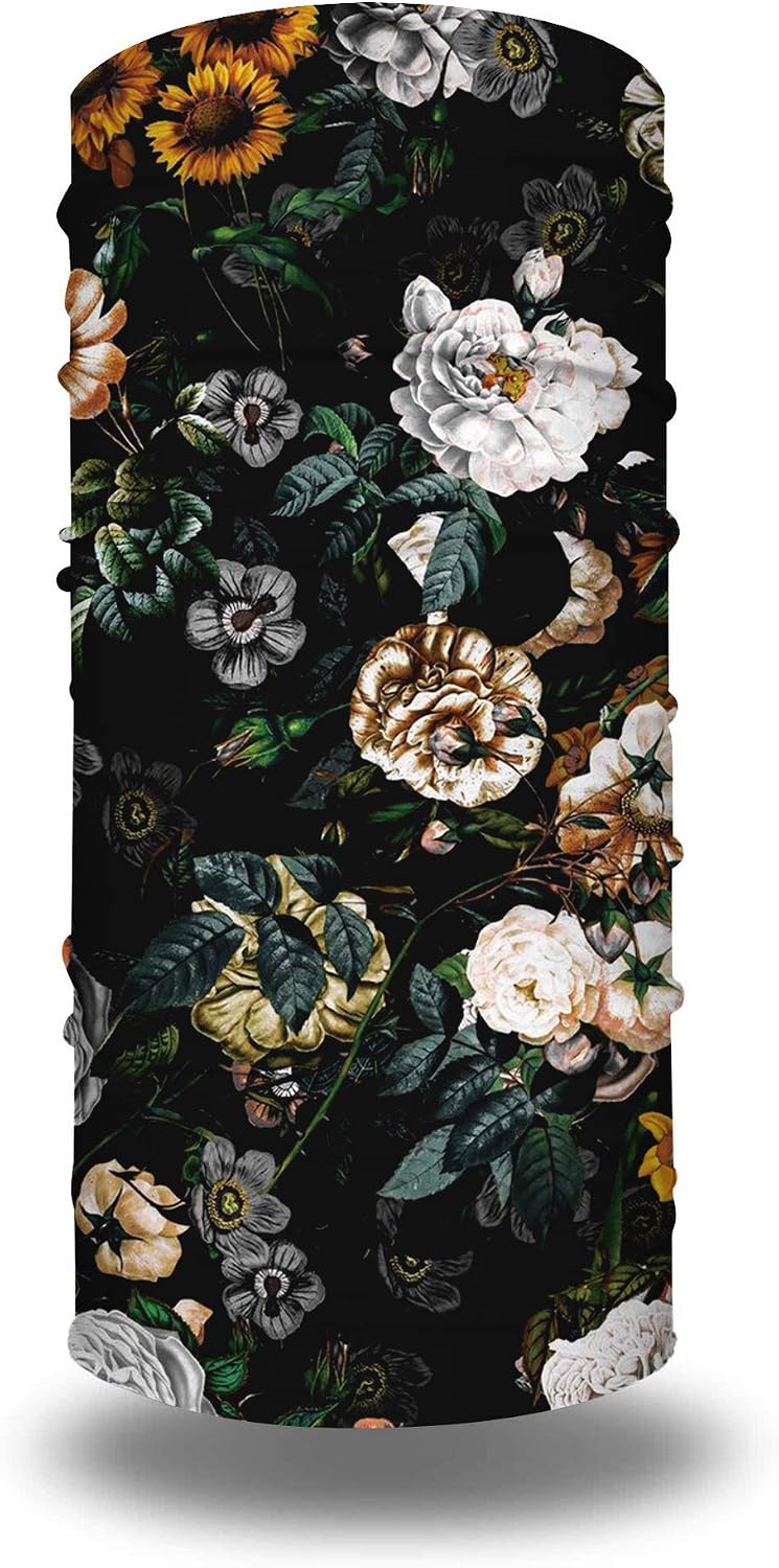 IYOU Breathable Face Scarf Flower Neck Gaiter Black Motorcycle Bandana Elastic Sport Outdoor Head Wear for Women and Men - Image 4