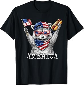 America Meme Raccoon Hot Dog 250 Years 1776 2026 4th of July T-Shirt