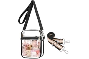 WEDDINGHELPER Clear Crossbody Purse Bag, Clear Bag Stadium Approved Inner Pocket for Concerts, Festivals, Sports Events