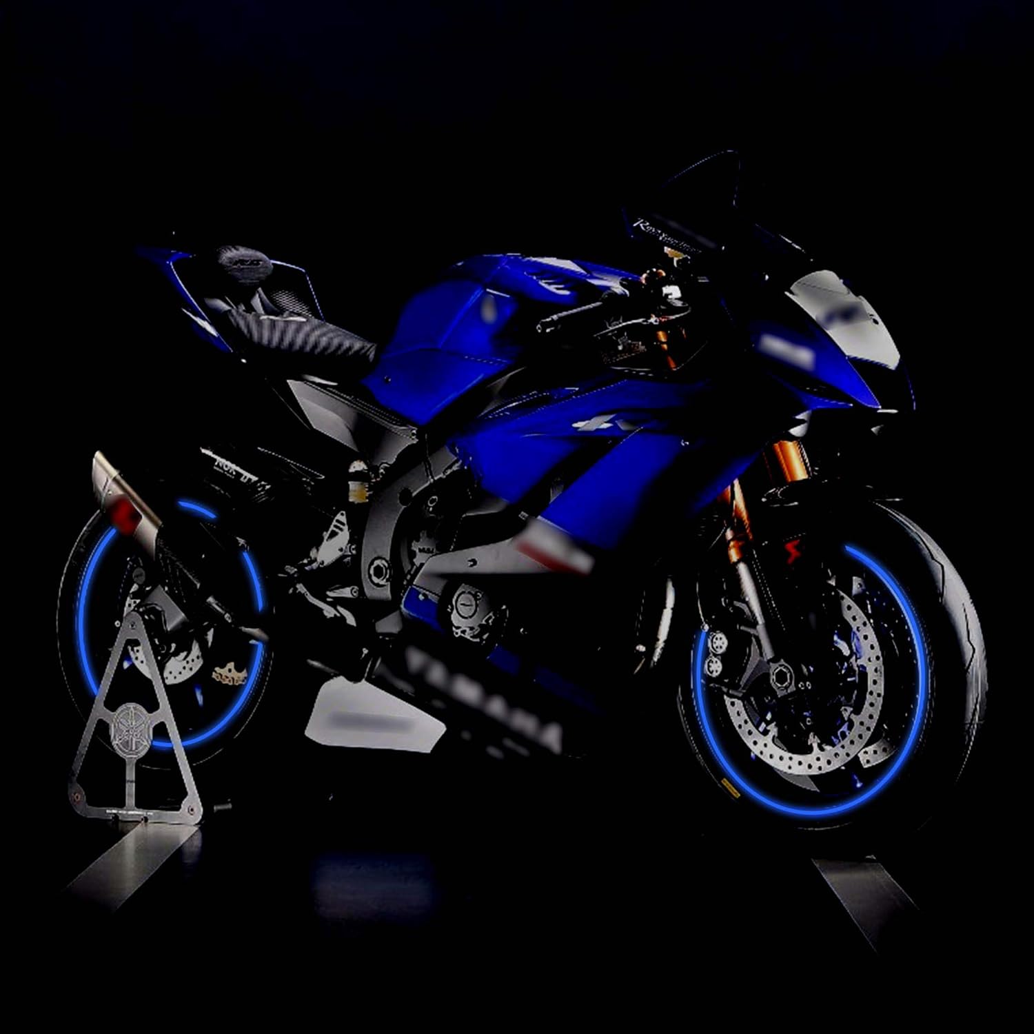 TOMALL 17" Reflective Wheel Rim Stripe Decal for Motorcycle Wheels Car Cycling Bike Bicycle Night Reflective Safety Decoration Stripe Universal Rim Reflective Stickers (Blue) - Image 5