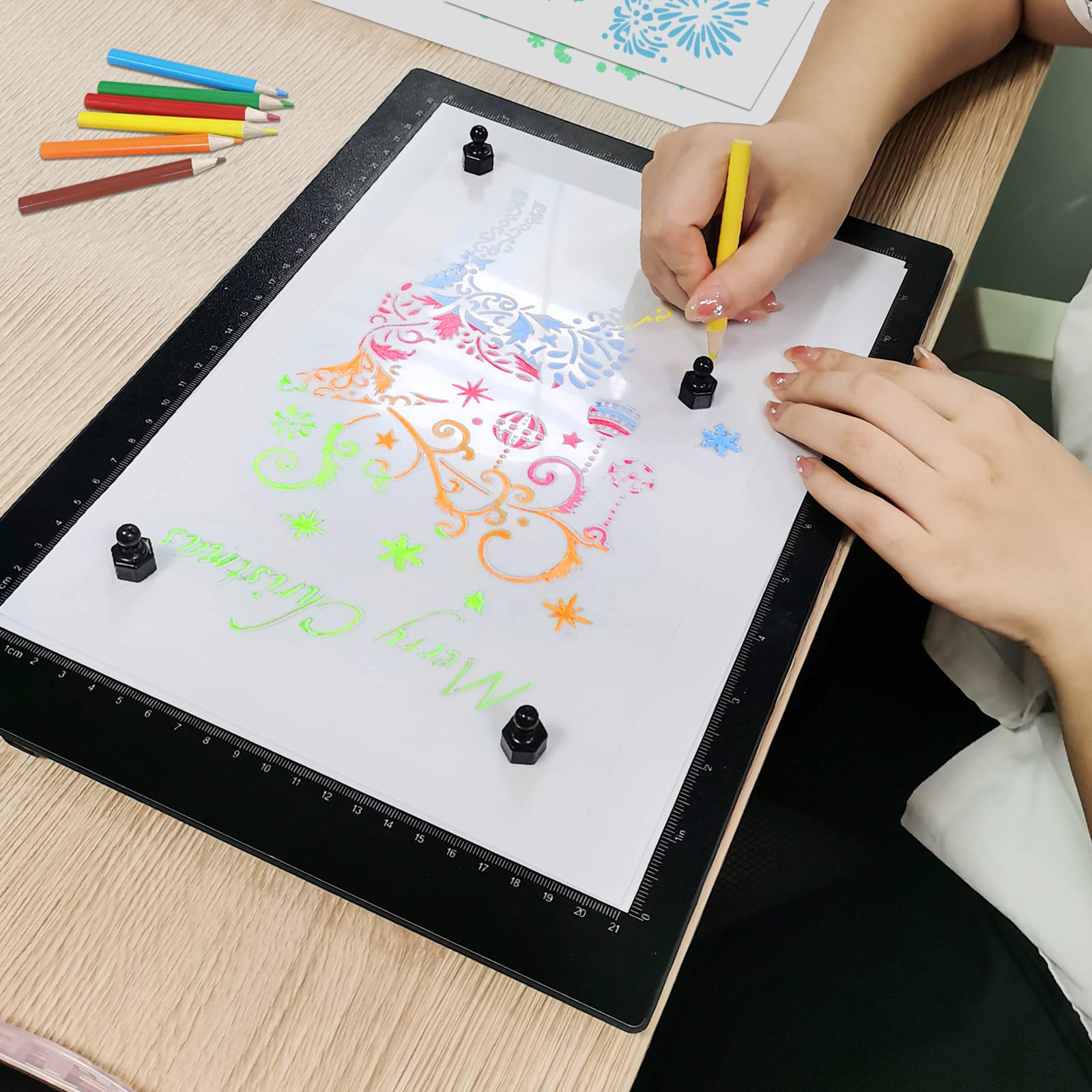 Light Box Drawing Pad, Tracing Board with Type-C Charge Cable and Brightness Adjustable for Artists, AnimationDrawing, Sketching, Animation, X-ray Viewing (A4-PS)