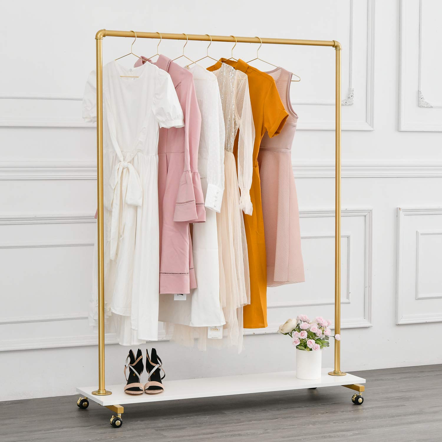 Buy BOSURU Modern Rolling Clothing Rack on Wheels Industrial Pipe