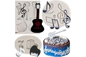 Sijiangmold Music Note Silicone Mold Musical Instrument Fondant Molds Guitar Piano Candy Mold for Cupcake Topper Cake Decorat