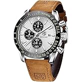 BENYAR Mens Watches Quartz Movement Chronograph Leather Strap Fashion Business Sport Design 30M Waterproof Scratch Resistant Elegant Gifts for Men