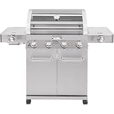 Monument Grills Larger 4+2 Burner Propane Gas Grills Stainless Steel Cabinet Style with Clearview&reg; Lid, Knob Controls, Built-In Thermometer, Infrared Side Sear Burners &amp; Side Burners, Outdoor Use