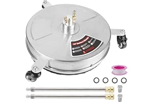 Twinkle Star 15" Pressure Washer Surface Cleaner with 3 Wheels, Stainless Steel Housing & 1/4" Quick Connector, Power Washer Attachment with 2 Extension Wand, 2 Replacement Nozzles, 4000 PSI