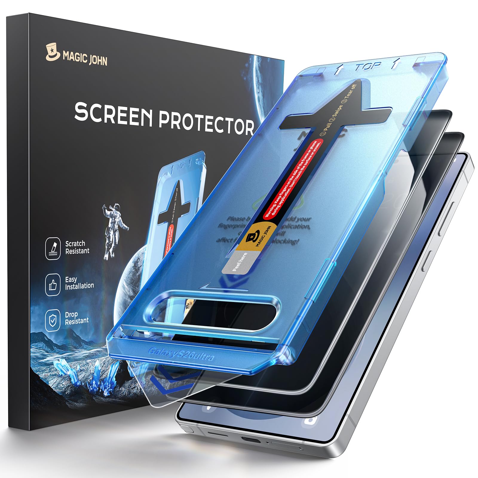MAGIC JOHN for Samsung Galaxy S26 Ultra Privacy Screen Protector 6.9inch, 28°Anti Spy, Fast Easy Installation, Tempered Glass, Fingerprint Unlock, Bubble Free, Anti-Scratch, 2 PACK