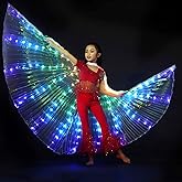 HOTBEST LED Isis Wings, Belly Dance Wings, Light Up Colorful LED Butterfly Wings with Telescopic Stick