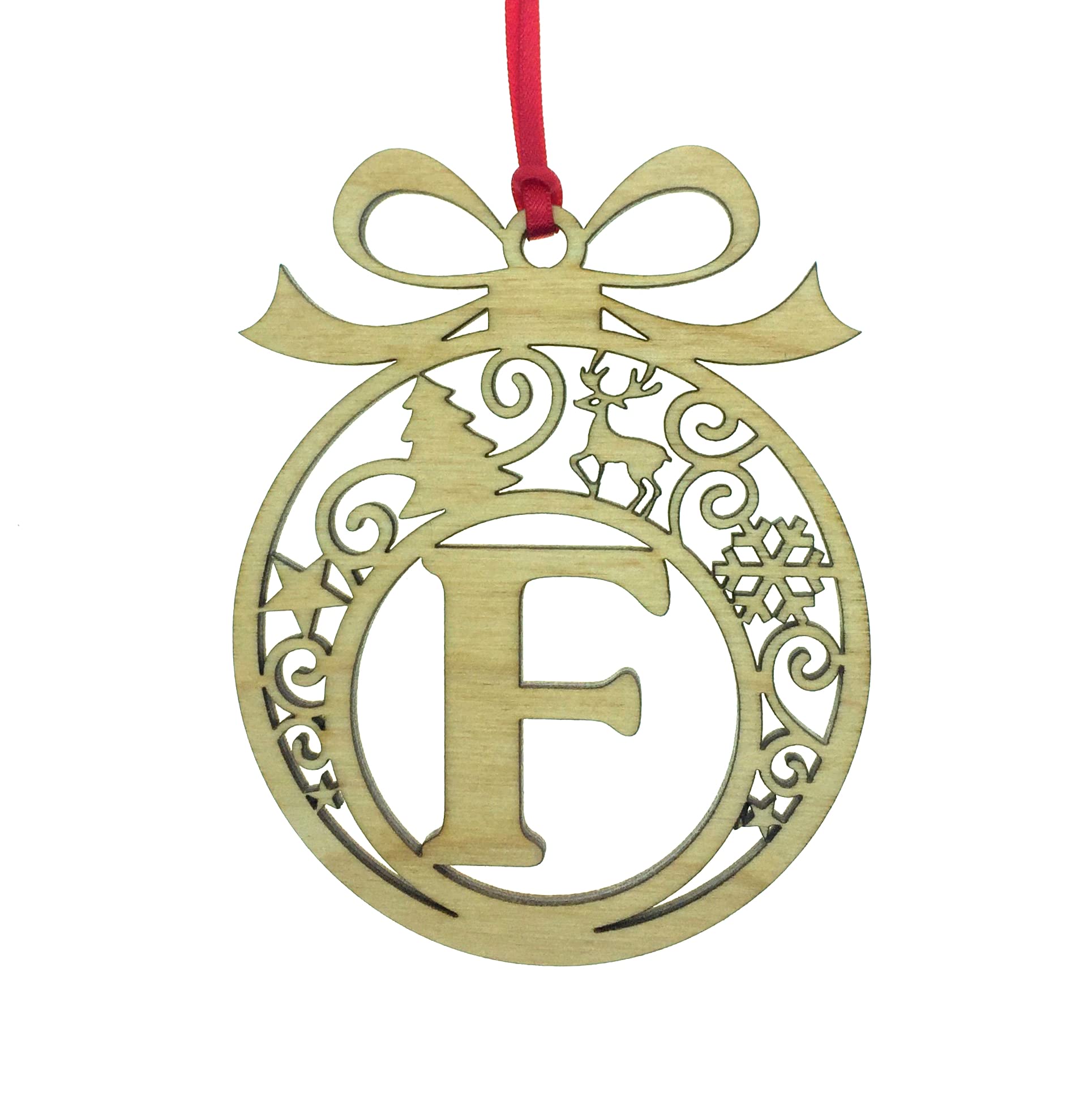 Personalised Christmas tree bauble decoration pendant ornament: Letter F — image 1
