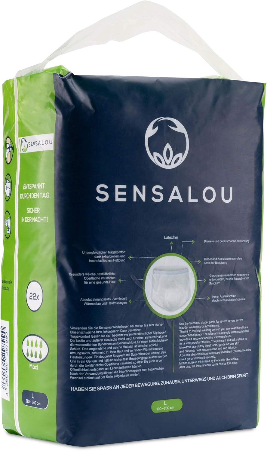 Sensalou Adult Incontinence Pants L 22 Pack, Disposable Pull-Up Diapers for Heavy Bladder Leaks - Image 4