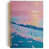YLZlhb Coastal Beach Spiral Notebook, Blue Coastal Surfing Ocean Aesthetic Notebooks for Note Taking, Ocean Journal for Women, Hardcover Spiral Journal 5.5x8.3 Inches