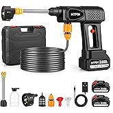 Portable Cordless Pressure Washer, 600 PSI 21V 2x3.0Ah Rechargeable Batteries Powered Pressure Washer, 6-in-1 Nozzle with Jet Nozzles for Car Floor Wall Fence Cleaning Pet Cleaning