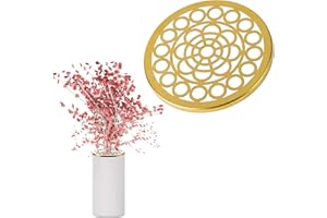 LAHONI Metal Flower Frog Lid, 5.9 Inch Flower Lid Arranger Round Flower Insert Lids Floral Frog Lid Organizer for Arrangement Plant Fixation (Gold)