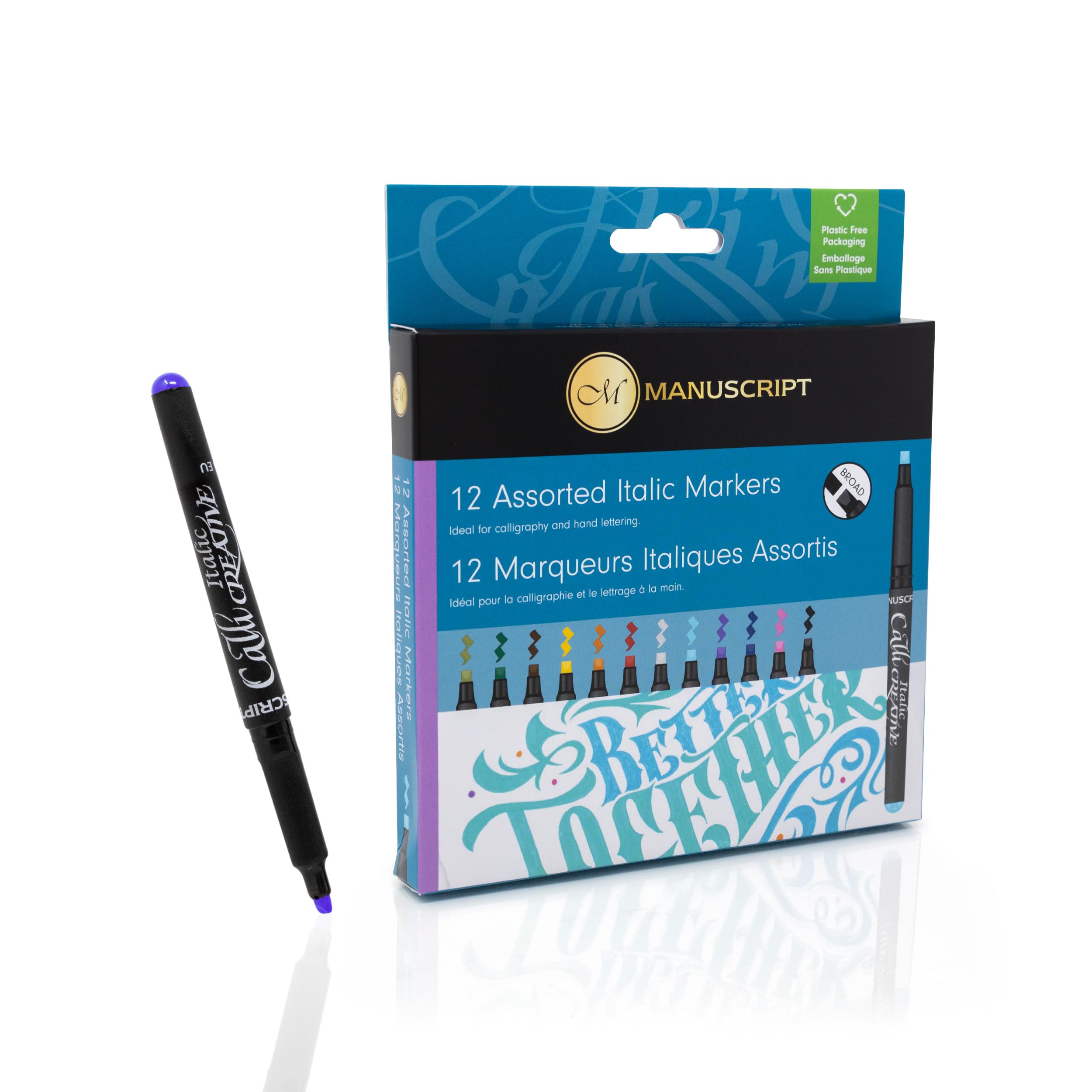 MANUSCRIPT Pk 12 Assorted Callicreative Italic Markers, Broad