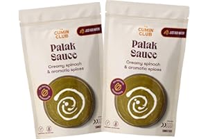 THE CUMIN CLUB Cumin Club Palak Sauce - Rich Spinach and Garlic Blend Indian Sauce - Enhance with Your Favorite Protein or Veggies with Farm Fresh Ingredients - Easy to Prepare Perfect for Busy Lifestyles Pack of 2