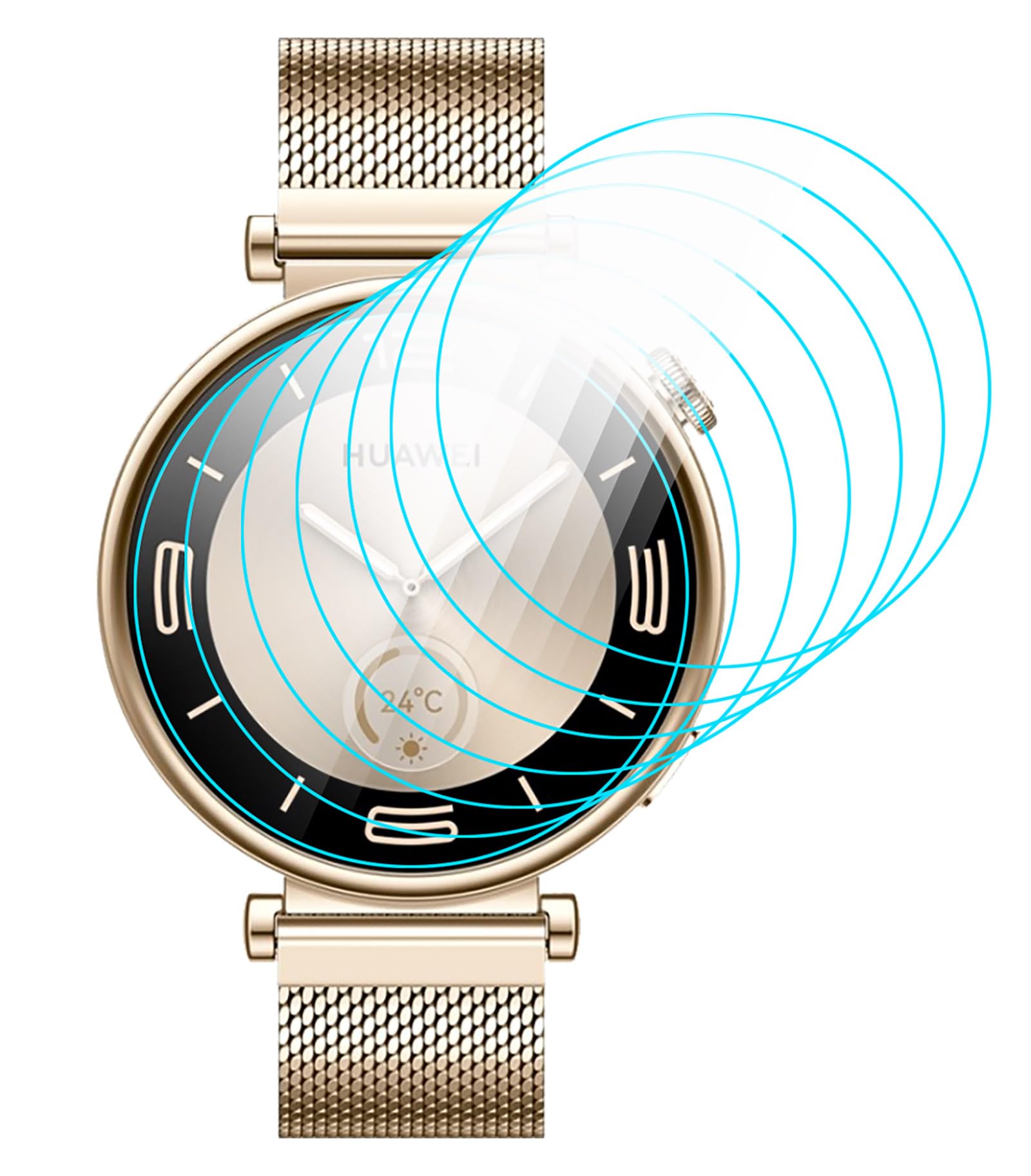 GIOPUEY Screen Protector for Huawei Watch GT 4 41mm, [6 Packs] Flexible TPU Screen Protective Film, [Anti-Bubble] [Wear-resistant] - Transparent