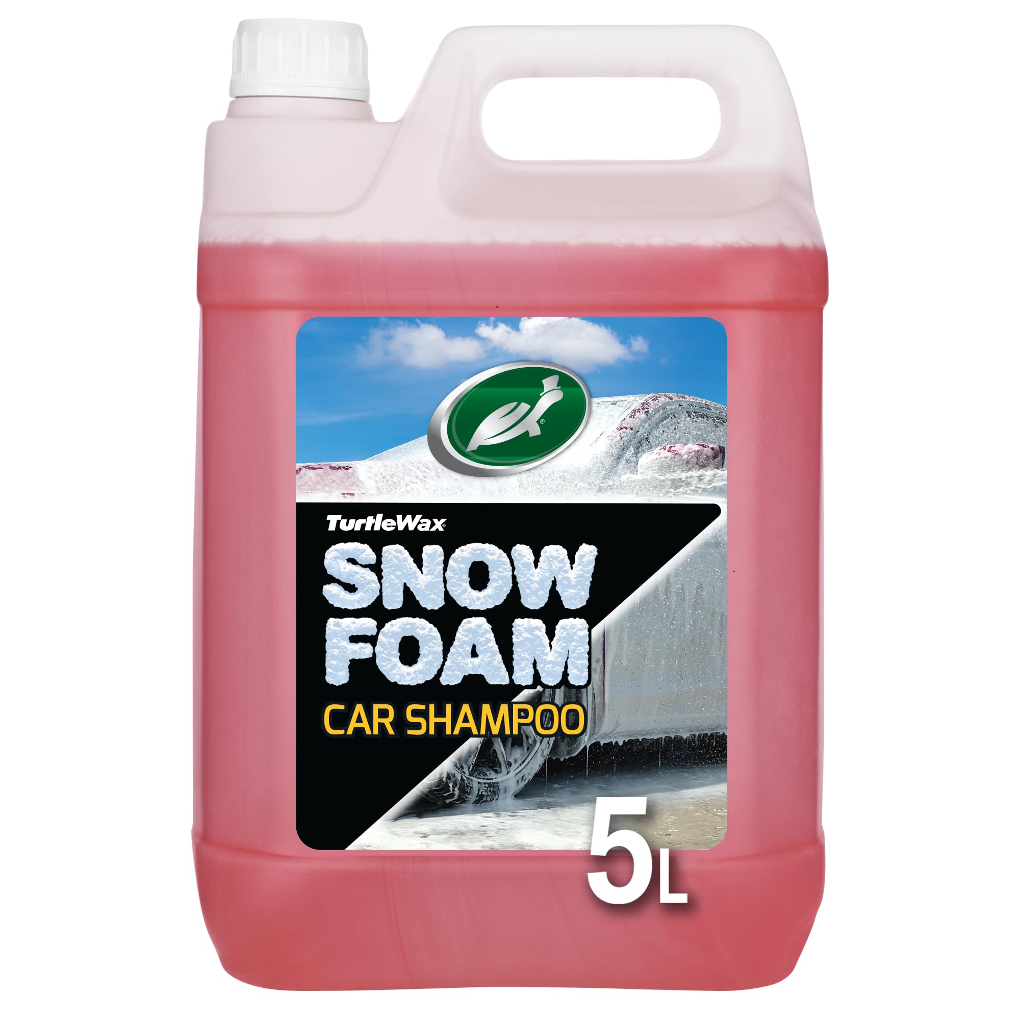 Turtle Wax Snow Foam, Thick, PH balanced Car Shampoo. 5L, Pack of 1, Cherry Scented, Streak Free Formula Safe for All Paint, Tyres, Wheels and Trim, Perfect for Overall Car Cleaning