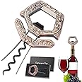 LUCYLANKER Ah So Wine Opener for Vintage Bottles, 3 in 1 Old Wine Bottle Opener, Two Prong Wine Cork Remover with Beer Bottle Opener, for Wine Connoisseurs & Collectors to Uncork (Copper)