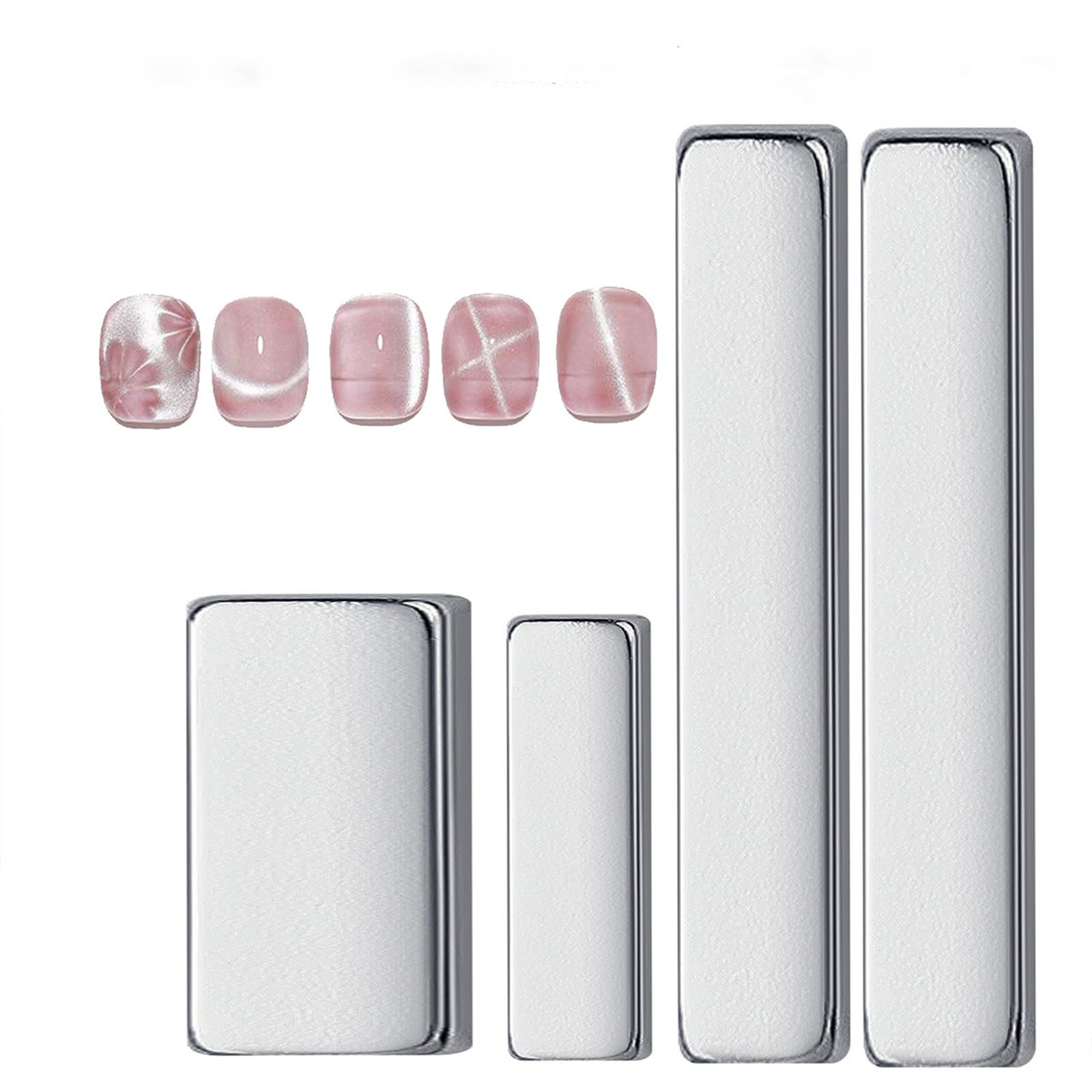 Cat Eye Magnet, 4PCS Cat Eye Gel Nail Polish Magnet Tools Set, Ultra-Strong Suction Nail Magnet for Nails Square Magnet Stick Cat Eye Effect Double Ended Home Salon Nail Art Tools