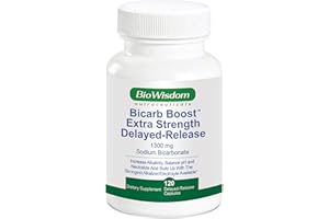 BIOWISDOM NUTRACEUTICALS Bicarb Boost Sodium Bicarbonate Capsules Extra Strength 1300mg Organic Use Delayed-Release Sodium Bicarbonate Tablet, Kidney, Alkalinity, Health, Pure Baking Soda Tablet 120 Sodium Pills