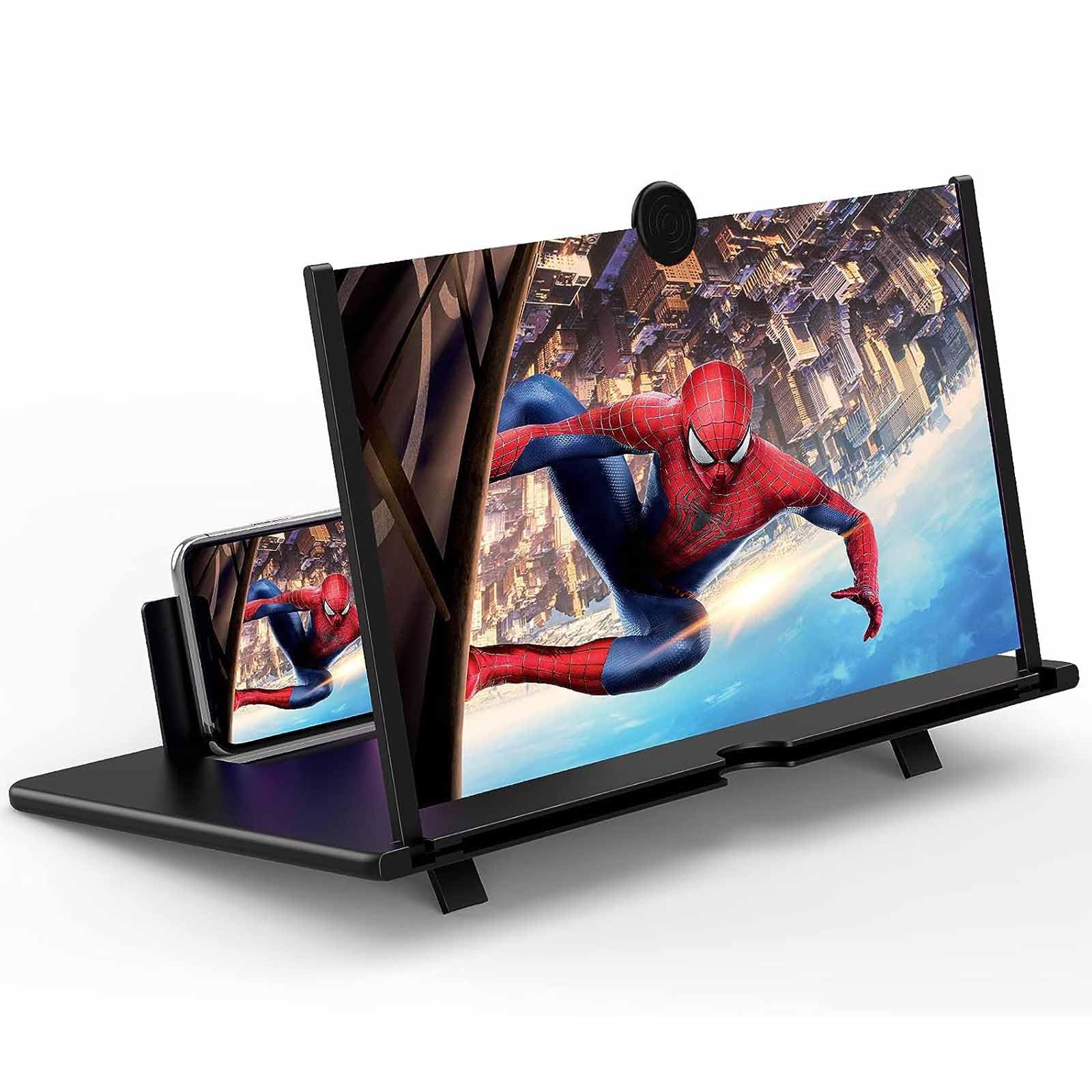 JinRui-T 14" Phone Screen Magnifier 3D HD Phone Screen Amplifie Foldable Screen Enlarger Movies Videos Gaming for Smartphone (Black) — image 1