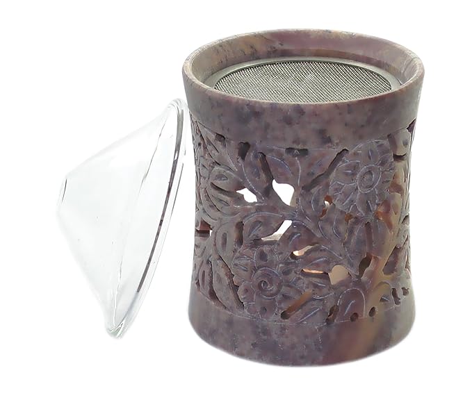 budawi® - Räucherstövchen Räuchergefäß aus Speckstein mit Sieb, Räucherstövchen mit Edelstahl-Sieb