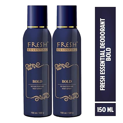 Fresh Essential No Gas Deodorant, Bold, 150 ml (Pack of 2)