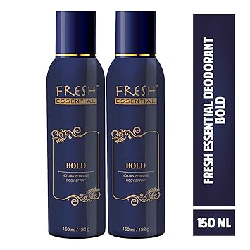 Fresh Essential No Gas Perfume Body Spray - Bold, 150 ml / 122g (Pack of 2)