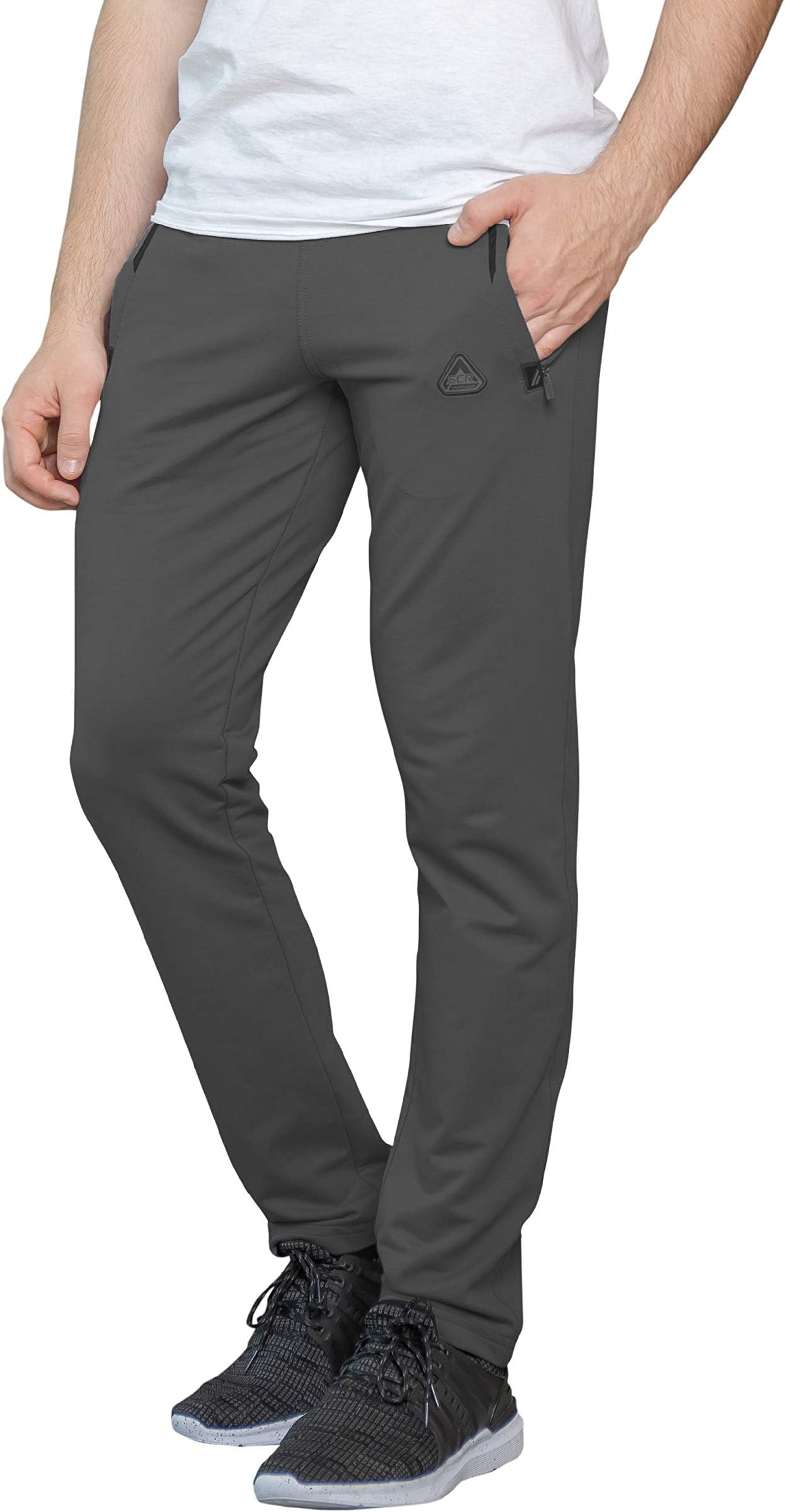 SCR SPORTSWEAR 30/33/36 Inseam Mens Sweatpants with Pockets Tapered Joggers Men Slim Fit Open Bottom Pants Tall (L/36, DPG-K536)
