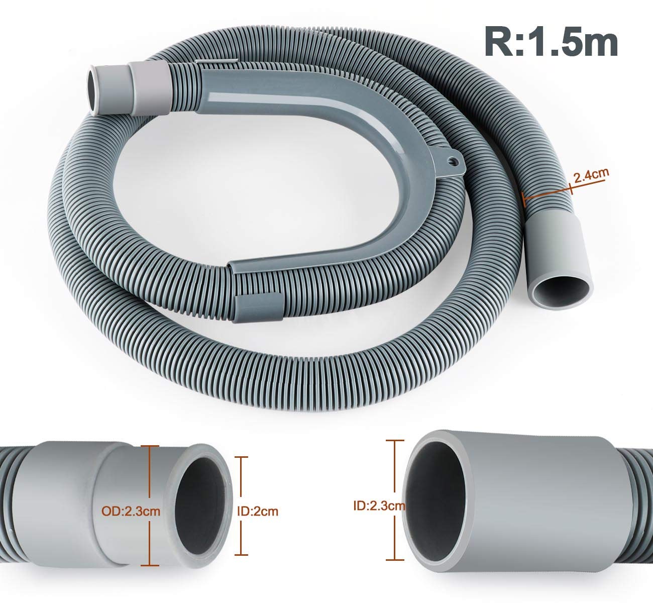 1Plusselect Washing Machine Drain Hose Extension Kit, Universal Replacement Flexible Washing Mashine Discharge Hose Dishwasher Drain Hose(5FT)