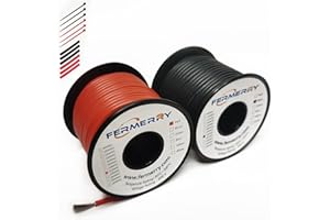 Fermerry 22 AWG Stranded Wire Red and Black 100Ft Each 22 Gauge Electrical Hook up Wire Kit Flexible Silicone Tinned Copper W