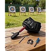 NOVASPARK Compound Bow Wrist Release Aid, Auto-Closing Dual-Caliper Trigger | 3 Length Settings, 360-Degree Swivel Head, Ambidextrous Fit, Padded Strap for Adults and Youth, Target Practice and Hunting
