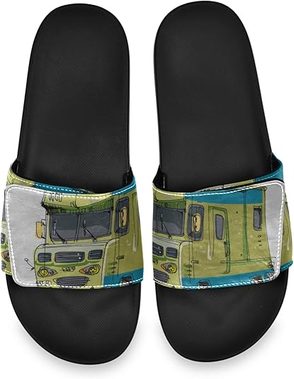 Amazon.com | Slide On Mens Slippers Big White and Red Campers Men Slide On Slippers with 