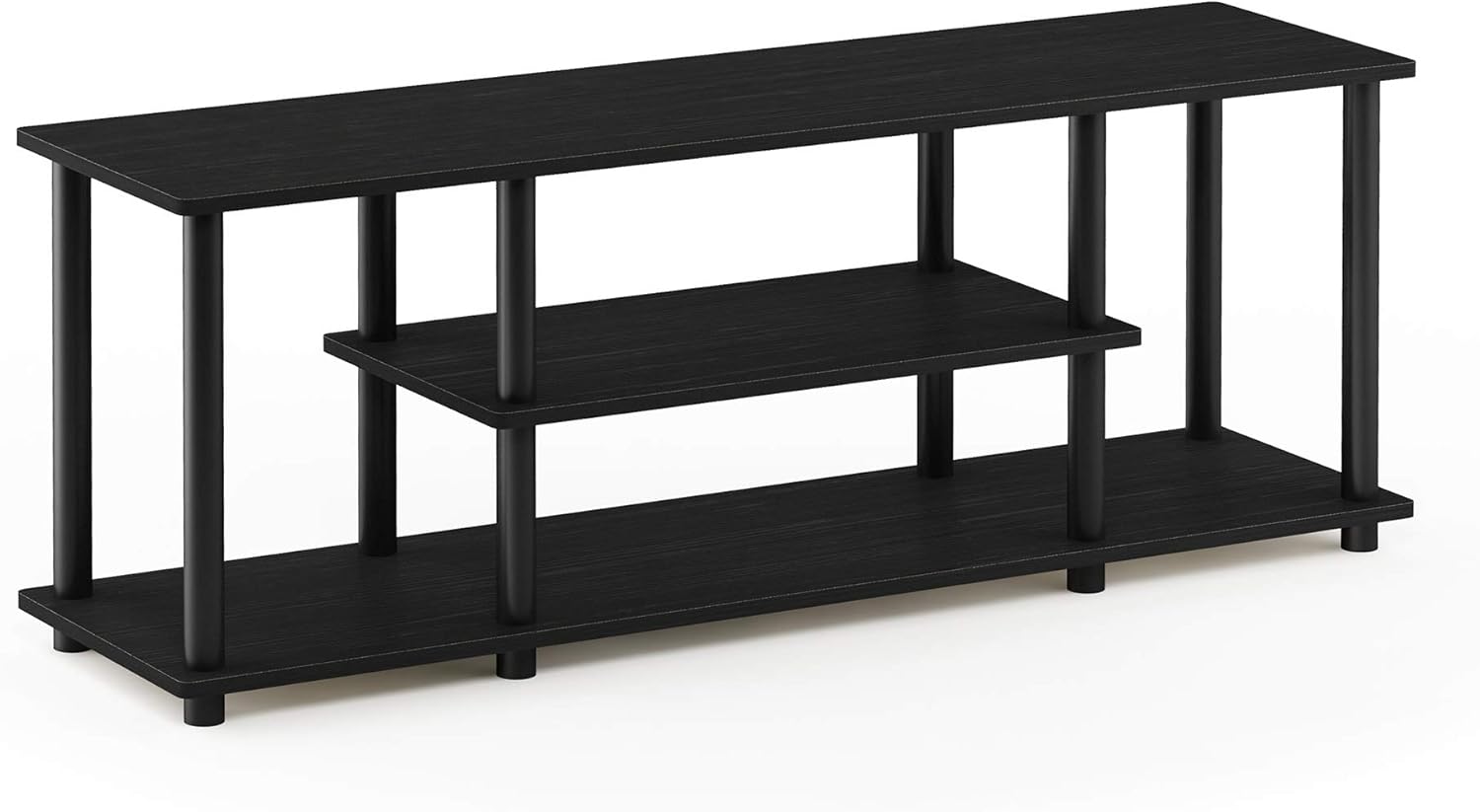 Furinno Turn-N-Tube 3-Tier Entertainment TV Stands, Round, Walnut/Black: Furniture & Decor