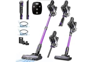 Vexilar V8PRO Cordless Vacuum Cleaner for Home - 25Kpa Stick Vacuum with Self Standing Design, Max 35Min Runtime, 6 in 1 Lightweight Vacuum for Hardwood Floors and Carpet Pet Hair(Dark Purple)
