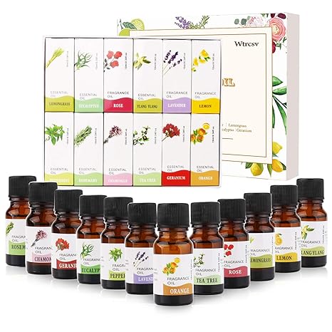 Wtrcsv Aromatherapie Ätherische Öle Duftöle Geschenkset für Diffuser (12er x 10ml) - 100% Pure Aroma Duftöl - Ätherisches Öle