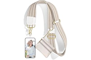 Nipichsha Crossbody Phone Strap with Wallet, Clip and Go Strap for Phone with Wallet, Adjustable Crossbody Cell Belt with Zippered Pouch, Neck Shoulder Cell Lanyard for Women, Minimalist Textures