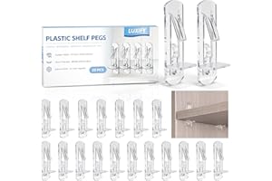 LUXIFY 20 PCS Locking Shelf Pegs 5mm*3/4" Plastic Clear Shelf Pins & Pegs for Kitchen Cabinets, Bookcases, Wardrobe Transparent Plastic Shelf Support Pins, Compatible with All Standard 5mm Holes
