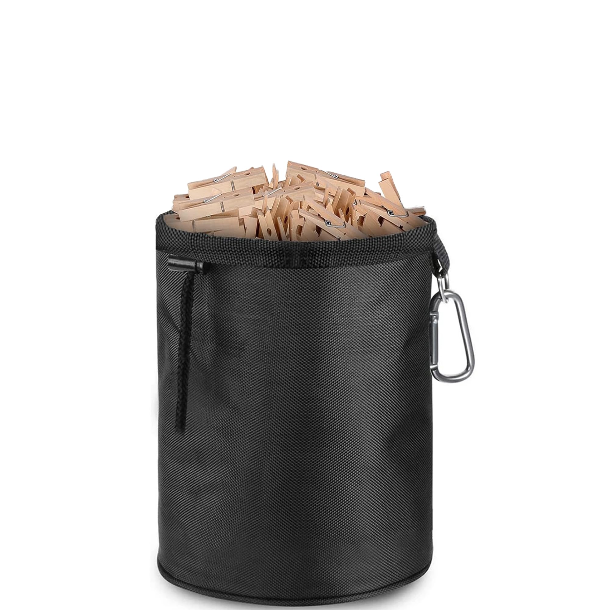 plastific Peg Bag with Hanging Clip, 600D Waterproof Weather Resistant Clothes Peg Bag, Rotary Dryer Peg Bag for Laundry Clothes Pegs, Indoor Outdoor Pegs Organizer Storage Use (Black - 20 x 28cm)