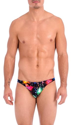 Gary Majdell Sport Men's Bikini Swimsuit – Hot Print, Quick-Dry Tricot, Fully Lined, Elastic Waistband