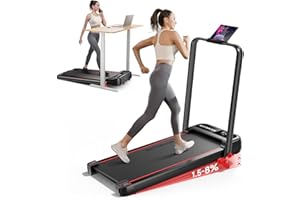 RHYTHM FUN 4-in-1 Incline Foldable Treadmills, Walking Pad Treadmill with 8% Incline, 300 lbs Portable Treadmill with Handles