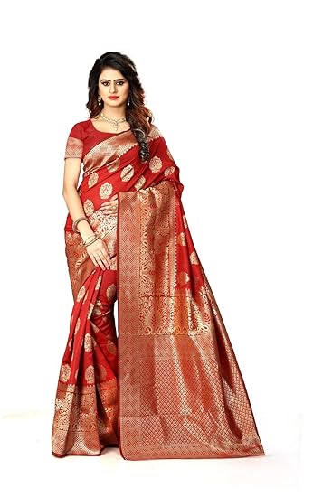 Shoppershopee Kanjivaram Banarasi Silk Saree (Pari-20_Red)