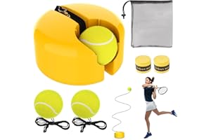CHEGIF Upgraded Telescopic Tennis Trainer Rebounder Set ,Solo Tennis Training Practice Equipment with 3 String Balls , Portable Tennis Trainer Rebound Ball Kit for Beginners Adults Sport Exercise-Yellow