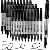 craftinova Black Permanent Markers Bulk Fine Point, Fine Tip Markers Set, Waterproof, Quick Drying and Fade Resistant, Works on Wood, Plastic, Paper, Metal for Classroom, Office, Home, 30 Count