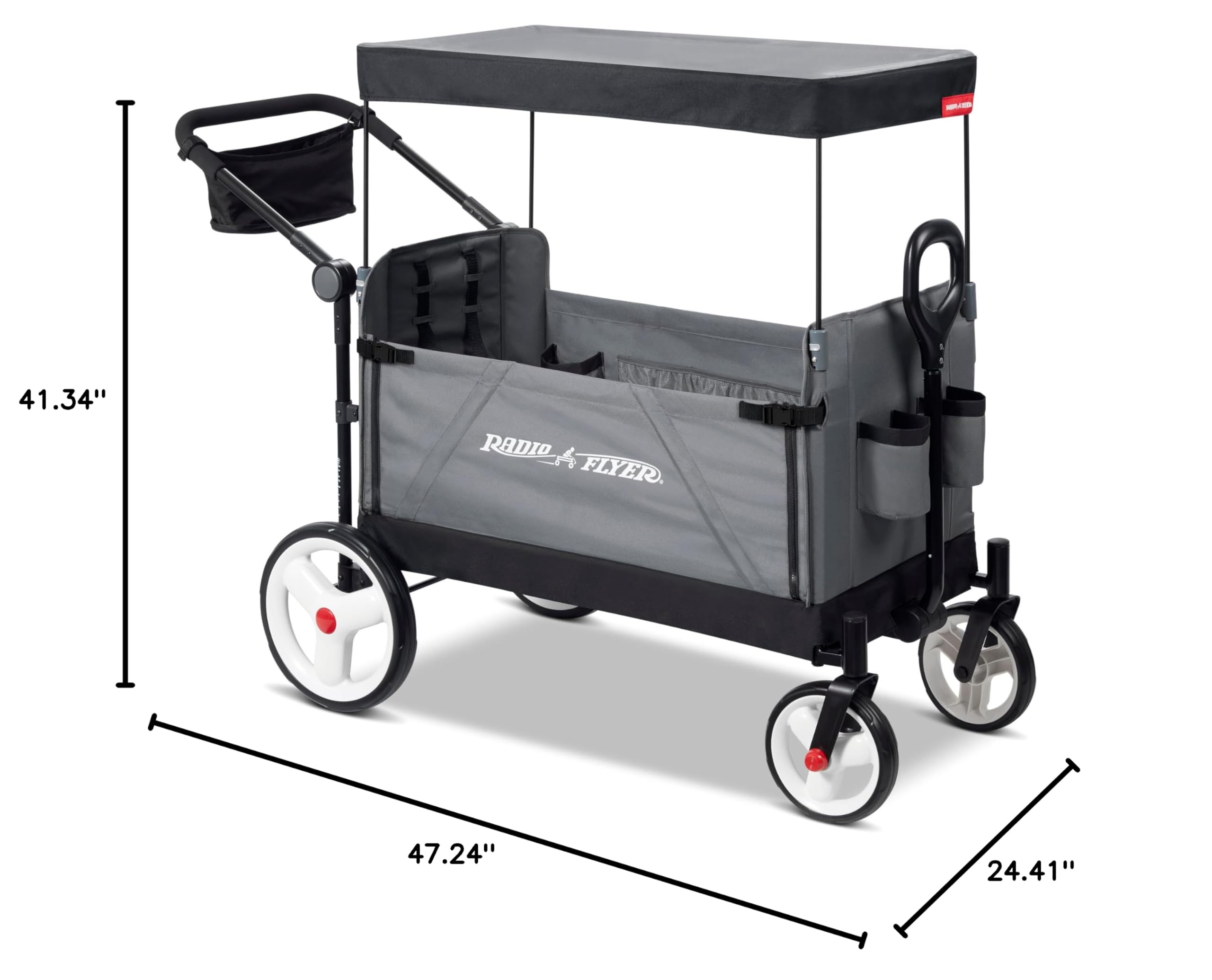 Stroller Wagon for Kids, Baby Stroller, Utility Cart, Rolling Cart, Radio Flyer City Luxe Stroll 'N Wagon, for Ages 1+ Years, Gray