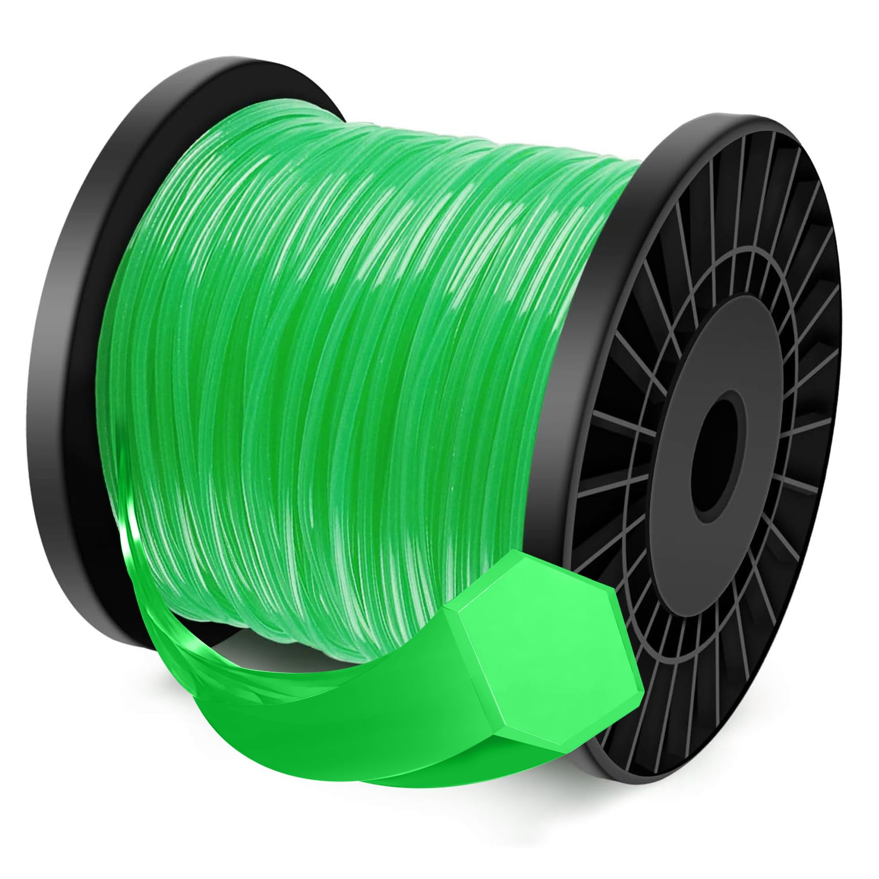 Forever Speed Replacement Strimmer Line Heavy Duty Nylon Trimmer Strimmer Line Cord String Wire for grass line 6-edge Diameter 3 mm x 100 meters - Green