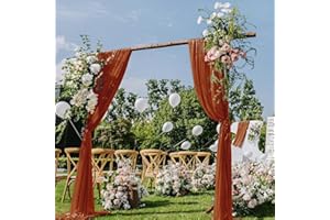 DeZerlor Terracotta Outdoor Sheer Curtains for Patio 2 Panels Wedding Arch Draping Fabric 29" x 6.5 Yards Chiffon Drapes for Lawn Weddings Ceremony Party Outdoor Events