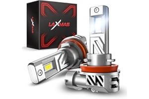 Laxmas H11/H8/H9 LED Bulbs, 24000LM 120W 700% Ultra Brightness 6500K Cool White, Real 1:1 Mini-size Wireless Light Bulbs, Halogen Replacement Plug and Play, Pack of 2